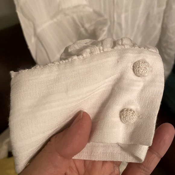 Isabel Marant Etoile Oak Viscose Blouson-Sleeve Blouse with Buttons White Sz 36 - Picture 2 of 3